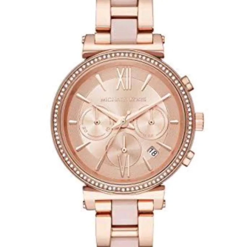 Buy Shop Michael Kors Sofie Chronograph Rose Gold Dial Rose Gold Steel Strap Watch For Women - MK6560 USA Online