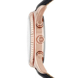 Buy Shop Michael Kors Lexington Chronograph Rose Gold Dial Black Leather Strap Watch For Men - MK8516 USA Online