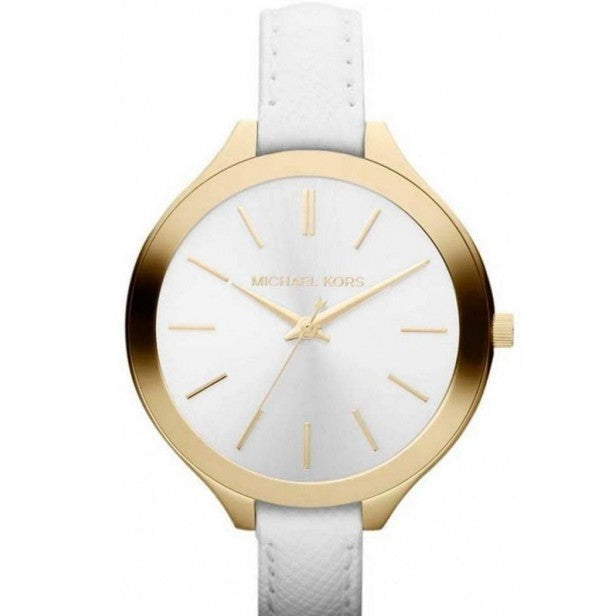 Buy Shop Michael Kors Slim Runway White Dial White Leather Strap Watch For Women - MK2273 USA Online