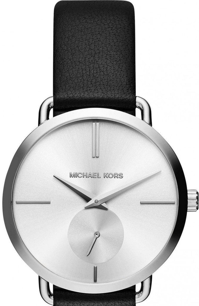 Buy Shop Michael Kors Portia Quartz White Dial Black Leather Strap Watch For Women - MK2658 USA Online