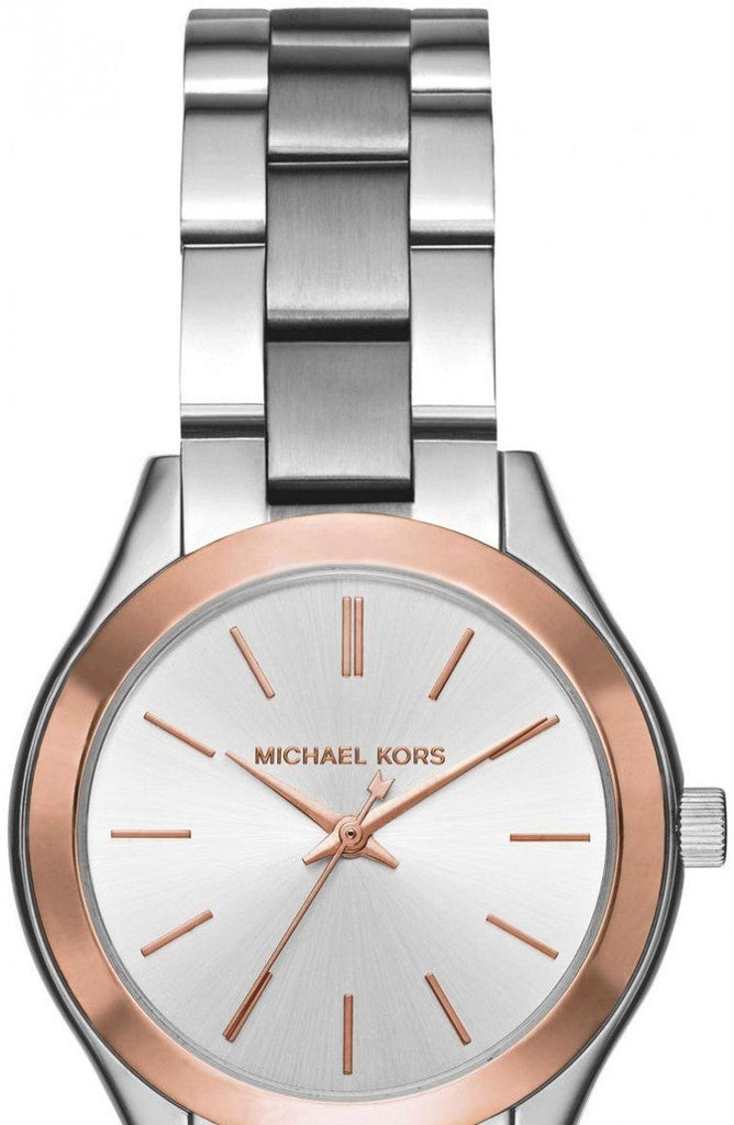 Buy Shop Michael Kors Mini Slim Runway Silver Dial Silver Steel Strap Watch for Women - MK3514 USA Online