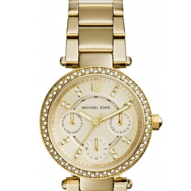 Buy Shop Michael Kors Parker White Dial Gold Steel Strap Watch for Women - MK6056 USA Online