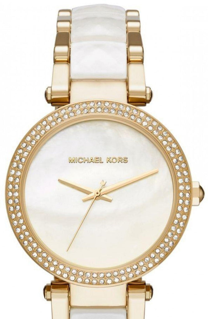 Buy Shop Michael Kors Parker Mother of Pearl Dial Two Tone Steel Strap Watch for Women - MK6400 USA Online