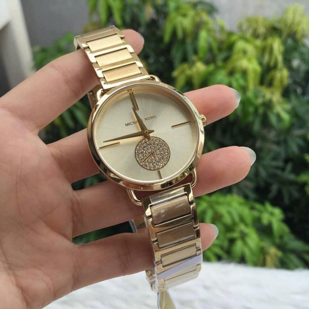 Buy Shop Michael Kors Portia Gold Dial Gold Steel Strap Watch for Women - MK3639 USA Online