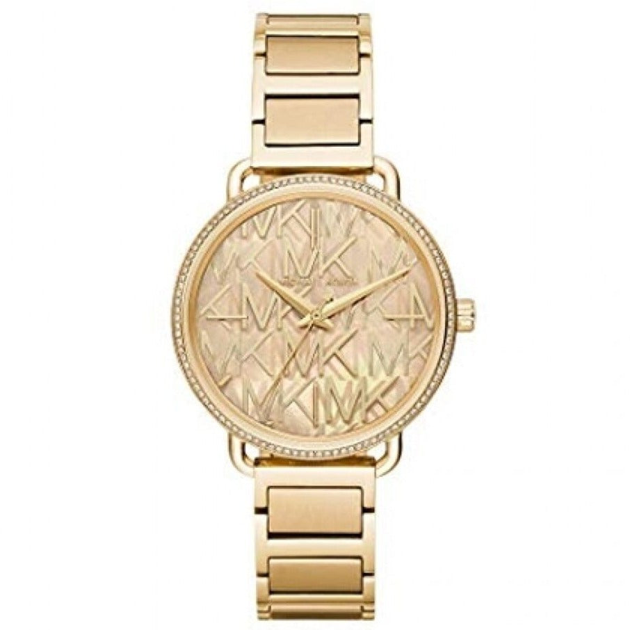 Buy Shop Michael Kors Portia Quartz Gold Dial Gold Steel Strap Watch For Women - MK3886 USA Online