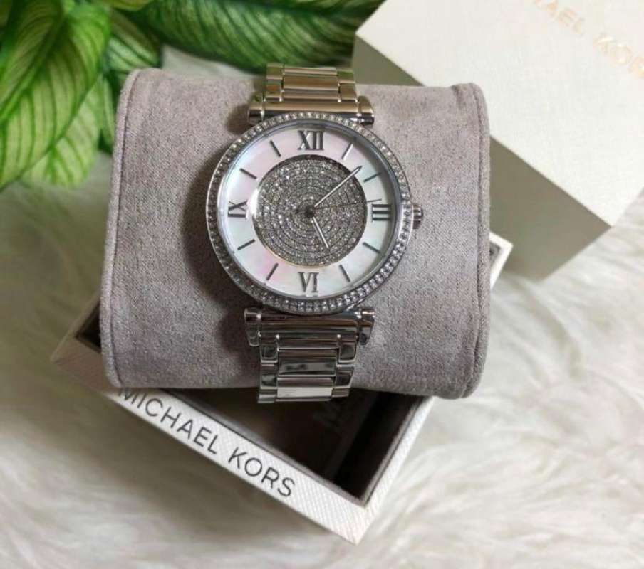 Buy Shop Michael Kors Caitlin Crystal Dial Silver Steel Strap Watch for Women - MK3331 USA Online