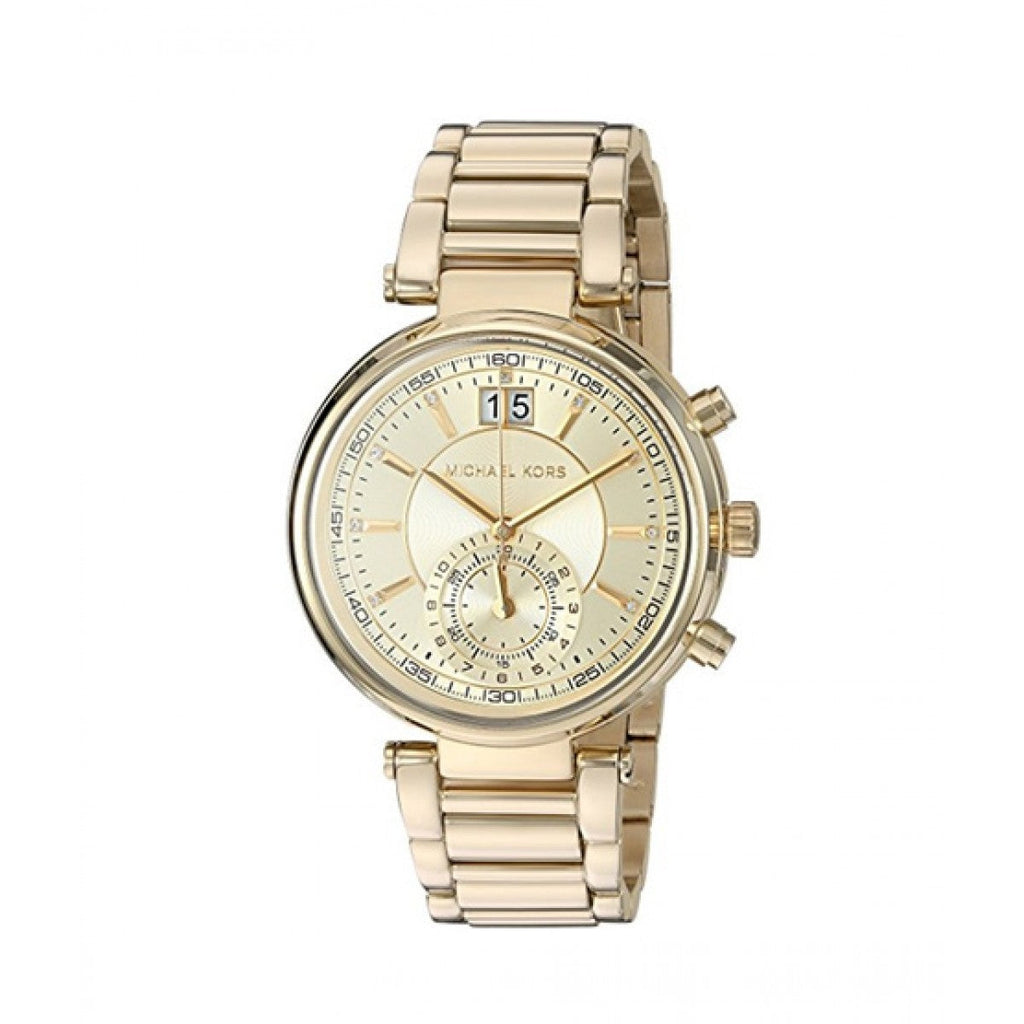 Buy Shop Michael Kors Sawyer White Dial Gold Steel Strap Watch for Women - MK6362 USA Online