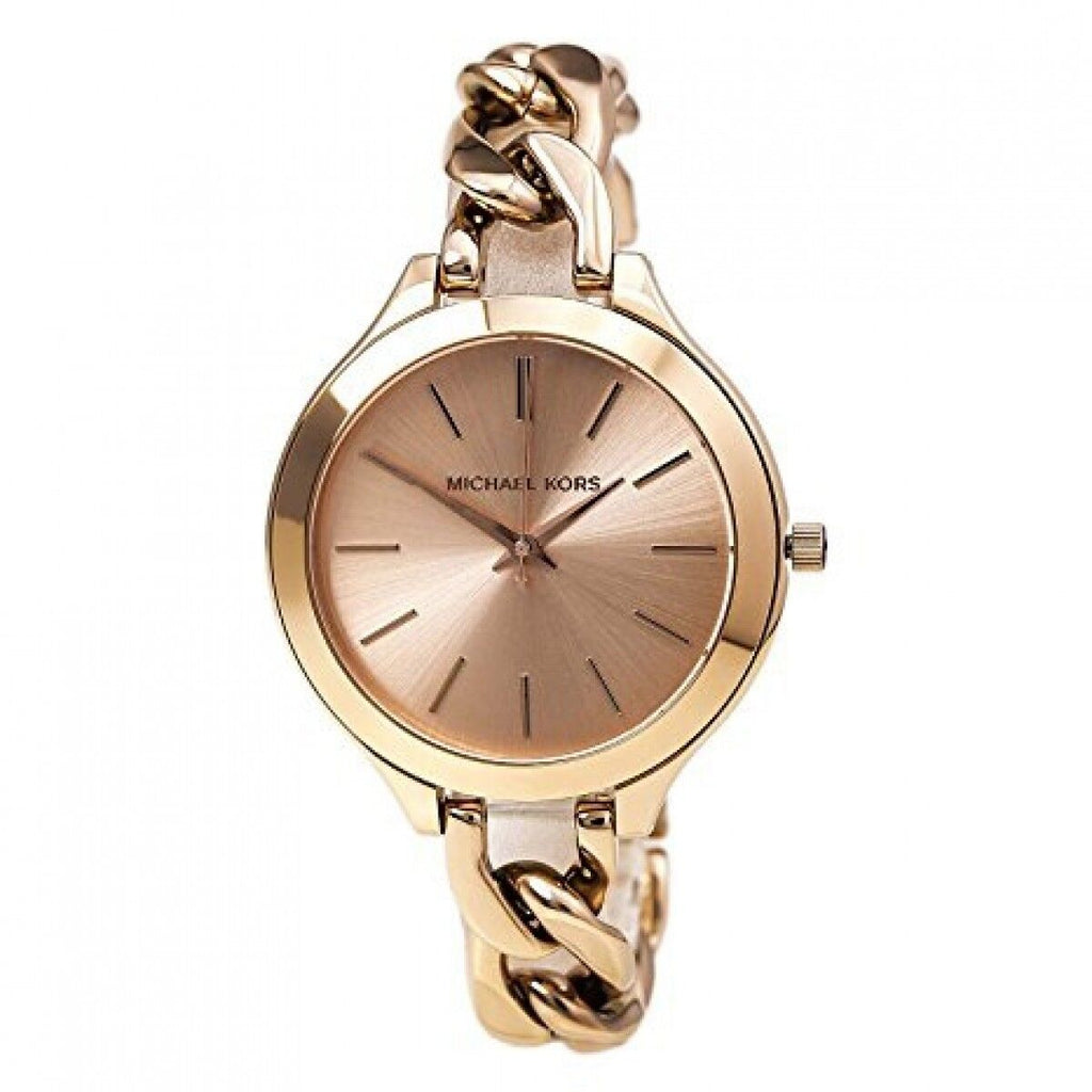 Buy Shop Michael Kors Slim Runway Rose Gold Dial Rose Gold Steel Strap Watch for Women - MK3223 USA Online