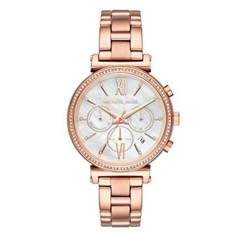 Buy Shop Michael Kors Sofie Chronograph Mother of Pearl White Dial Rose Gold Steel Strap Watch For Women - MK6576 USA Online
