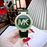 Buy Shop Michael Kors Parker Green Dial Green Leather Strap Watch For Women - MK4724 USA Online