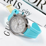 Buy Shop Michael Kors Sidney Multifunction Analog White Dial Turquoise Silicone Strap Watch For Women - MK7246 USA Online