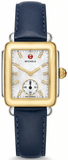 Michele Deco Mother of Pearl Dial Blue Leather Strap Watch For Women - MWW06V000048