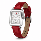 Buy Shop Michele Deco Mother of Pearl Dial Red Leather Strap Watch For Women - MWW06V000014 USA Online