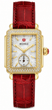 Buy Shop Michele Deco Mother of Pearl Dial Red Leather Strap Watch For Women - MWW06V000017 USA Online
