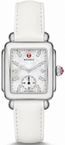 Buy Shop Michele Deco Mother of Pearl Dial White Leather Strap Watch For Women - MWW06V000012 USA Online