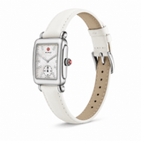 Michele Deco Mother of Pearl Dial White Leather Strap Watch For Women - MWW06V000012