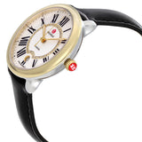 Buy Shop Michele Serein Silver Dial Black Leather Strap Watch for Women - MWW21B000019 USA Online