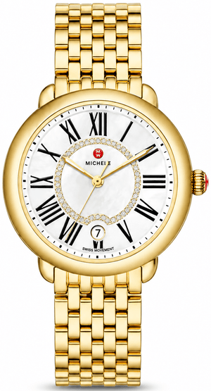 Buy Shop Michele Serein Mother of Pearl Dial Gold Steel Strap Watch for Women - MWW21B000017 USA Online