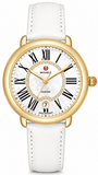 Buy Shop Michele Serein Mother of Pearl Dial White Leather Strap Watch for Women - MWW21B000018 USA Online
