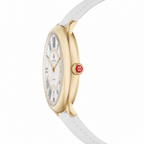 Buy Shop Michele Serein Mother of Pearl Dial White Leather Strap Watch for Women - MWW21B000018 USA Online