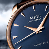 Buy Shop Mido Baroncelli Automatic Midnight Blue Dial Brown Leather Strap Watch For Women - M7600.3.65.8 USA Online
