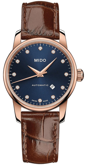 Buy Shop Mido Baroncelli Automatic Midnight Blue Dial Brown Leather Strap Watch For Women - M7600.3.65.8 USA Online