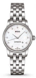Buy Shop Mido Baroncelli Automatic Mother Of Pearl Dial Silver Steel Strap Watch For Women - M7600.4.69.1 USA Online