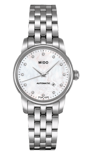 Buy Shop Mido Baroncelli Automatic Mother Of Pearl Dial Silver Steel Strap Watch For Women - M7600.4.69.1 USA Online
