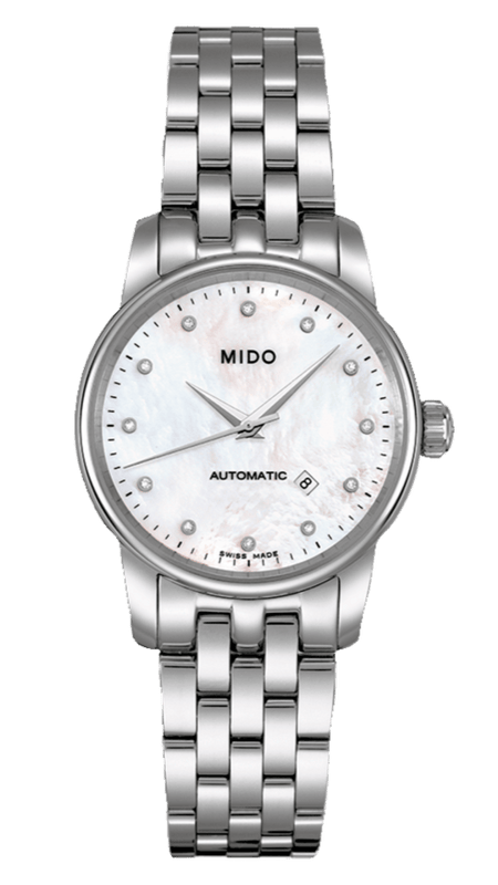 Buy Shop Mido Baroncelli Automatic Mother Of Pearl Dial Silver Steel Strap Watch For Women - M7600.4.69.1 USA Online