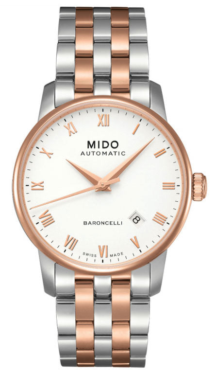 Buy Shop Mido Baroncelli Automatic White Dial Two Tone Steel Strap Watch For Women - M8600.9.N6.1 USA Online