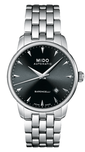 Buy Shop Mido Baroncelli Ii Automatic Black Dial Silver Steel Strap Watch For Men - M8600.4.18.1 USA Online