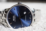 Buy Shop Mido Baroncelli II Automatic Blue Dial Silver Steel Strap Watch For Men - M8600.4.15.1 USA Online