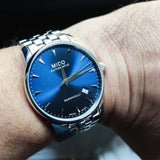 Buy Shop Mido Baroncelli II Automatic Blue Dial Silver Steel Strap Watch For Men - M8600.4.15.1 USA Online