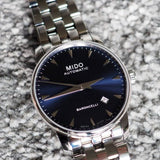 Buy Shop Mido Baroncelli II Automatic Blue Dial Silver Steel Strap Watch For Men - M8600.4.15.1 USA Online