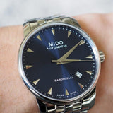 Buy Shop Mido Baroncelli II Automatic Blue Dial Silver Steel Strap Watch For Men - M8600.4.15.1 USA Online