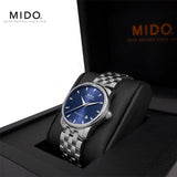 Buy Shop Mido Baroncelli II Automatic Blue Dial Silver Steel Strap Watch For Men - M8600.4.15.1 USA Online