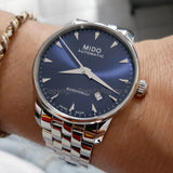 Buy Shop Mido Baroncelli II Automatic Blue Dial Silver Steel Strap Watch For Men - M8600.4.15.1 USA Online