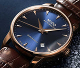 Buy Shop Mido Baroncelli III Automatic Blue Dial Brown Leather Strap Watch For Men - M8600.3.15.8 USA Online
