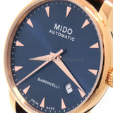 Buy Shop Mido Baroncelli III Automatic Blue Dial Brown Leather Strap Watch For Men - M8600.3.15.8 USA Online