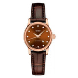 Buy Shop Mido Baroncelli III Automatic Diamonds Brown Dial Brown Leather Strap Watch For Women - M7600.3.64.8 USA Online