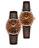 Buy Shop Mido Baroncelli III Automatic Diamonds Brown Dial Brown Leather Strap Watch For Women - M7600.3.64.8 USA Online