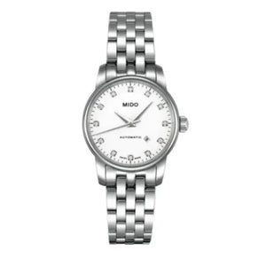 Buy Shop Mido Baroncelli III Automatic Diamonds White Dial Silver Steel Strap Watch For Women - M7600.4.66.1 USA Online