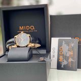 Buy Shop Mido Baroncelli III Automatic Grey Dial Black Leather Strap Watch For Men - M8600.3.13.4 USA Online