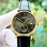 Buy Shop Mido Baroncelli III Automatic Grey Dial Black Leather Strap Watch For Men - M8600.3.13.4 USA Online