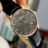 Buy Shop Mido Baroncelli III Automatic Grey Dial Black Leather Strap Watch For Men - M8600.3.13.4 USA Online