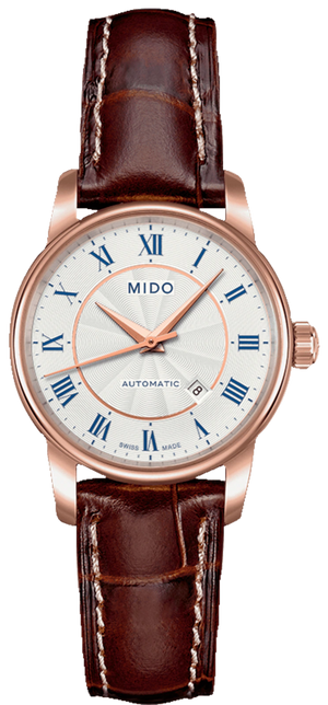 Buy Shop Mido Baroncelli III Automatic Silver Dial Brown Leather Strap Watch For Women - M7600.2.21.8 USA Online