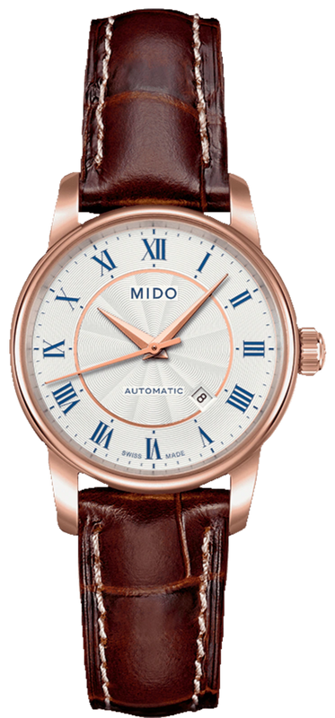 Buy Shop Mido Baroncelli III Automatic Silver Dial Brown Leather Strap Watch For Women - M7600.2.21.8 USA Online