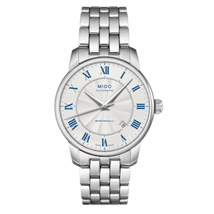 Buy Shop Mido Baroncelli III Automatic Silver Dial Silver Steel Strap Watch For Men - M8600.4.21.1 USA Online