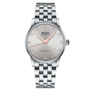Buy Shop Mido Baroncelli III Automatic Silver Dial Silver Steel Strap Watch For Men - M8600.4.67.1 USA Online