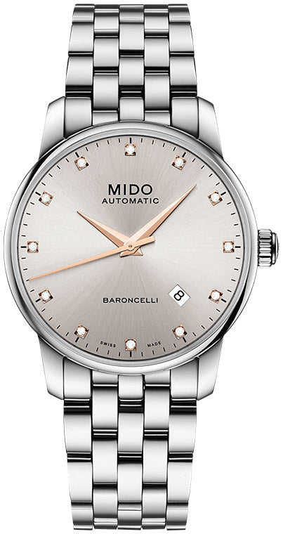 Buy Shop Mido Baroncelli III Automatic Silver Dial Silver Steel Strap Watch For Men - M8600.4.67.1 USA Online